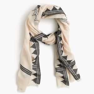 J.CREW Arrow Border Scarf, Ivory